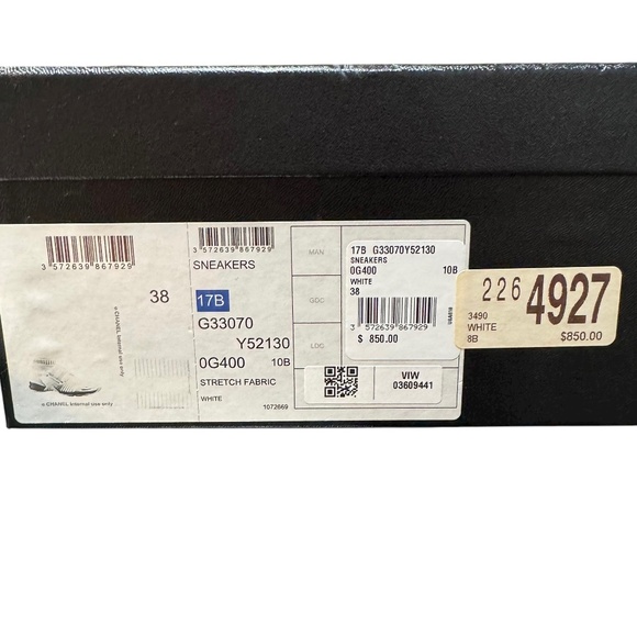 CHANEL Women's Stretch Fabric Sock White Sneakers - Picture 9 of 10